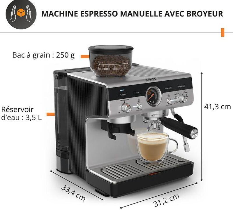 Machine expresso avec broyeur KRUPS Precision XP801T10 image number 1