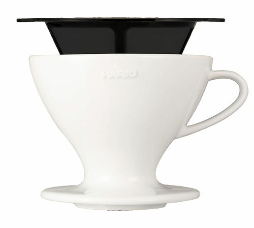 Dripper HARIO W60 PDC-02-W en porcelaine - 1 &agrave; 4 tasses - avec filtre permanent