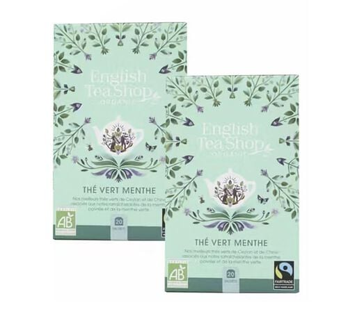 Pack Th&eacute; Vert &agrave; la Menthe Bio & Equitable - 2 x 20 sachets - FAIRTRADE - ENGLISH TEA SHOP image number 0