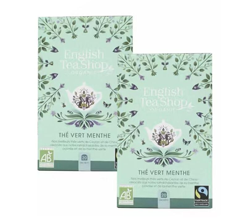 Pack Th&eacute; Vert &agrave; la Menthe Bio & Equitable - 2 x 20 sachets - FAIRTRADE - ENGLISH TEA SHOP image number 0