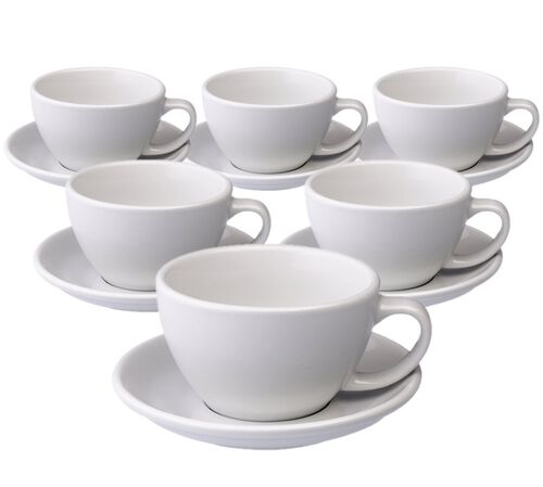 6 Tasses Caf&eacute; Latte et sous-tasses Egg 30cl Blanc - Loveramics