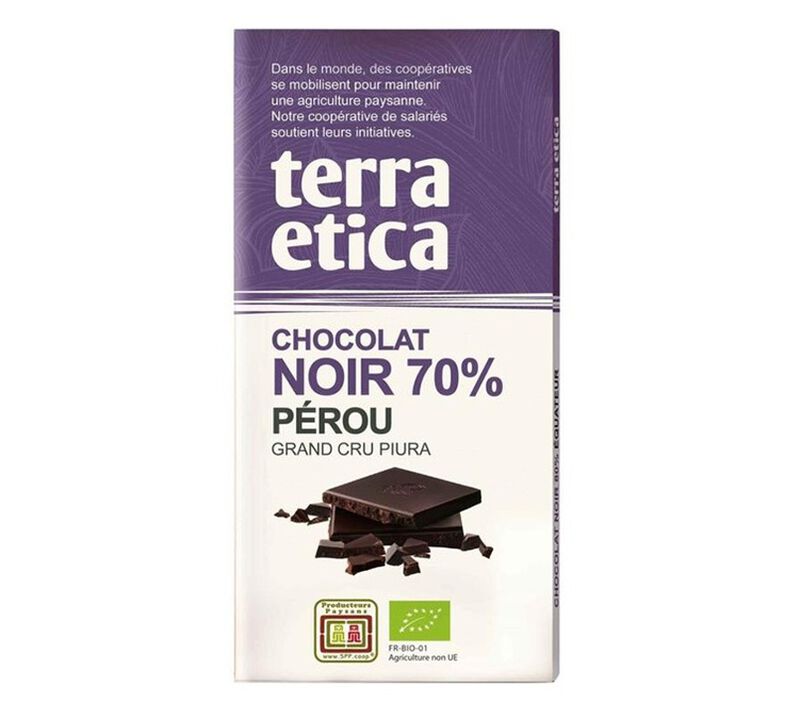Tablette Chocolat Noir 70% P&eacute;rou Bio - 100 g - TERRA ETICA image number 0