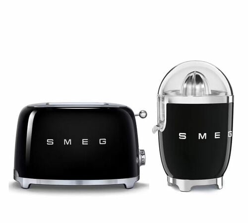 Set Petit-D&eacute;jeuner grille-pain TSF01BLEU et presse-agrumes CJF11BLEU Noir - SMEG