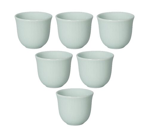 6 Tasses &agrave; caf&eacute; emboss&eacute;es 80 ml bleu c&eacute;ladon - LOVERAMICS
