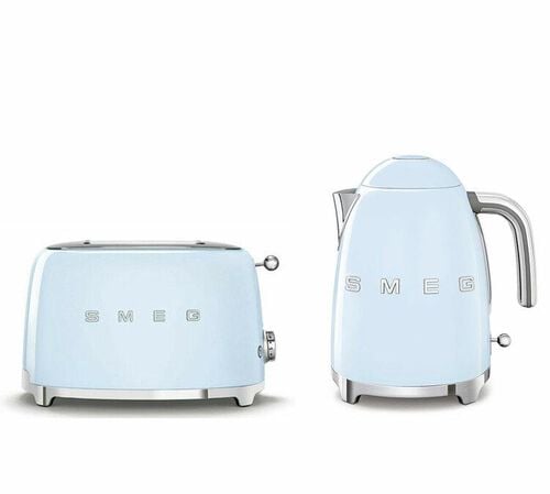 Set Petit-D&eacute;jeuner Grille-Pain TSF01PBEU et bouilloire KLF03PBEU - SMEG