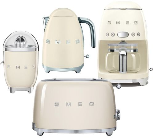 Set Petit-D&eacute;jeuner (Toaster - Cafeti&egrave;re filtre - Presse Agrumes - Bouilloire) Cr&egrave;me - SMEG