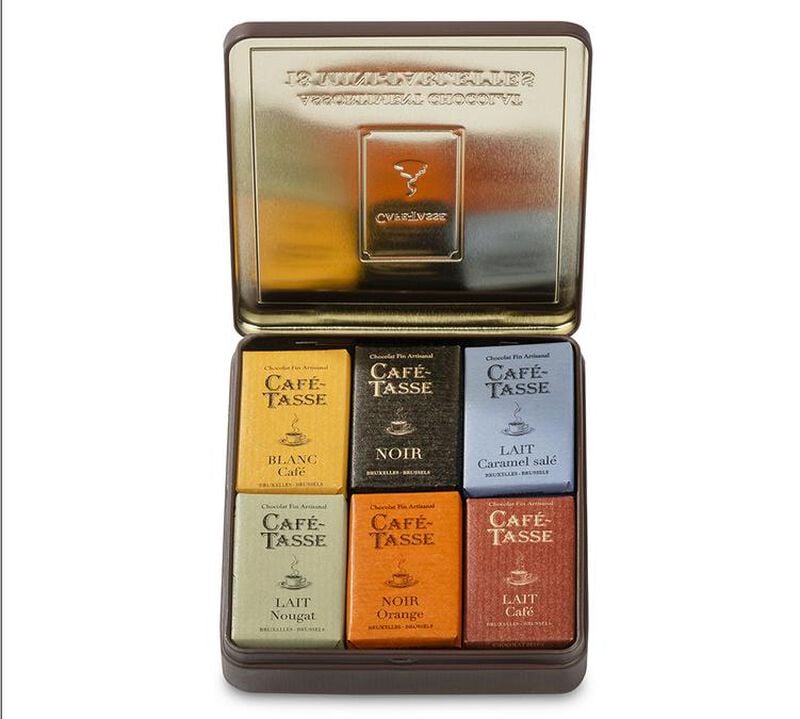 Bo&icirc;te M&eacute;tal 18 Mini Tablettes de Chocolat - 162 g - CAF&Eacute; TASSE image number 0