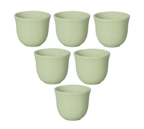 6 Tasses &agrave; caf&eacute; emboss&eacute;es 80 ml vert - LOVERAMICS