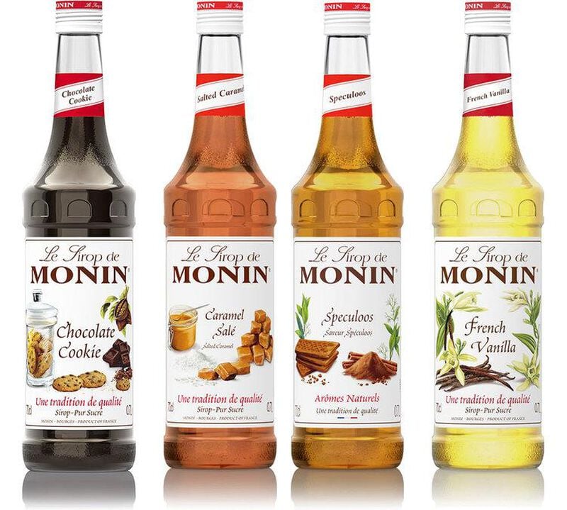 Pack d&eacute;couverte Sirops Monin (Caramel Sal&eacute;, Vanille, Sp&eacute;culoos, Chocolat Cookie) - 4x70cl image number 0
