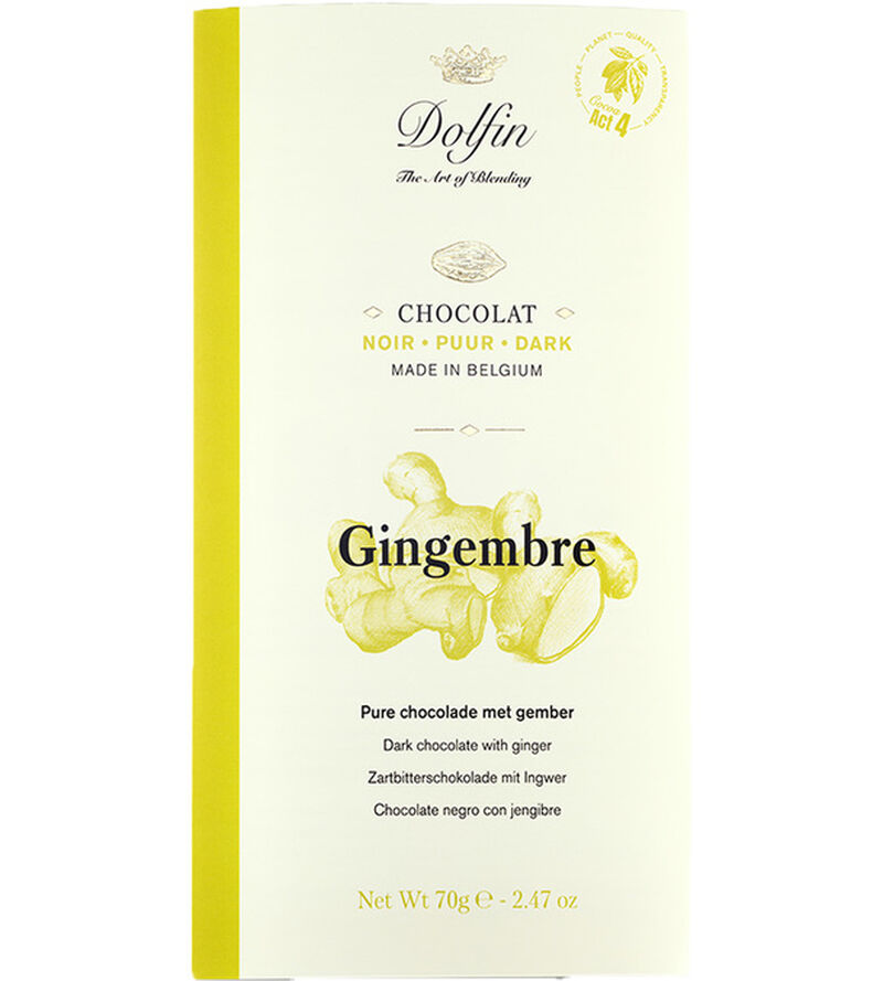 Tablette Chocolat Noir 60% Gingembre - 70 g - DOLFIN image number 0
