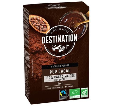 Pur Cacao Maigre 10-12% MG Sans Sucre Poudre Bio & Equitable - Vrac 250 g - FAIRTRADE - DESTINATION