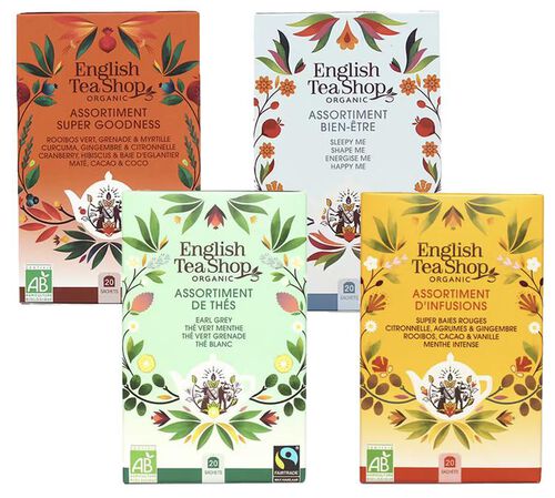 Assortiments Th&eacute;s et Infusions Bio - 4 x 20 sachets - ENGLISH TEA SHOP