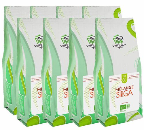 8 kg caf&eacute; en grain Bio Le M&eacute;lange Sirga 100% Arabica - Green Lion Coffee image number 0