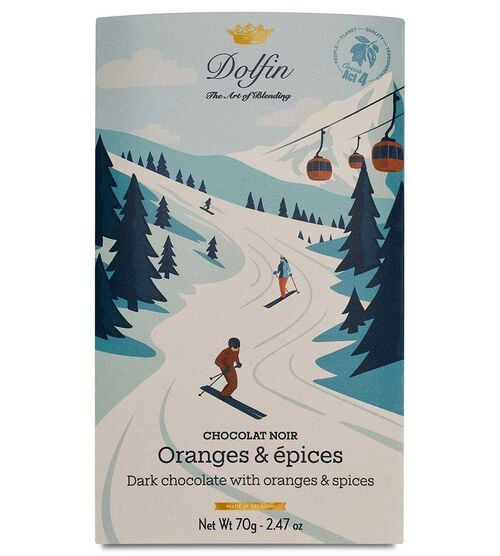Tablette chocolat noir orange et &eacute;pices - 70 g - DOLFIN