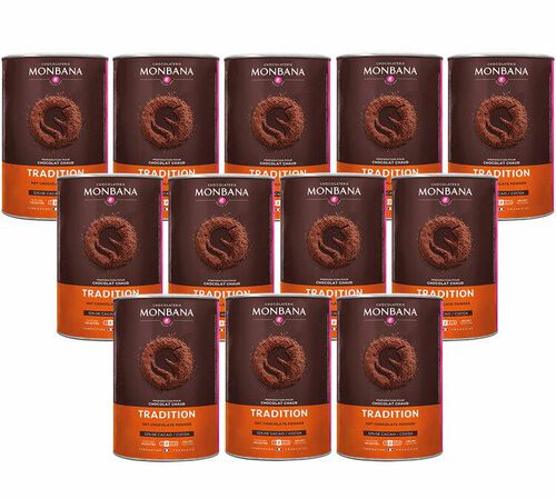 Lot Poudre Chocolat Chaud Tradition 32% Cacao - Vrac 12 x 1 kg - MONBANA