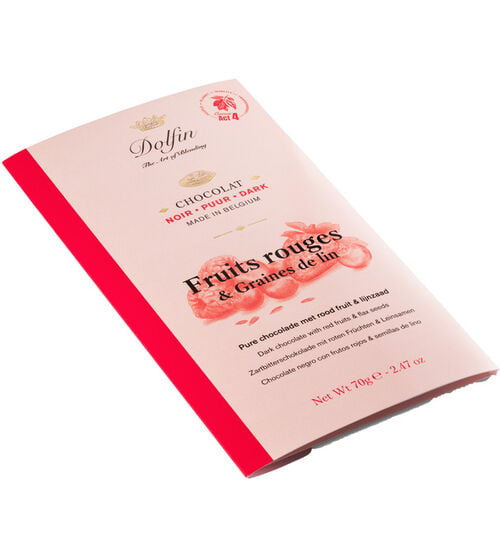 Tablette Chocolat Noir 60% Fruits Rouges & Graines de Lin - 70 g - DOLFIN image number 1