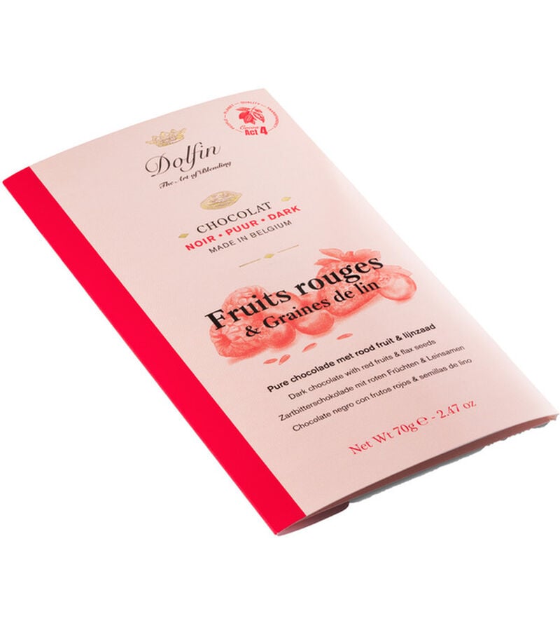 Tablette Chocolat Noir 60% Fruits Rouges & Graines de Lin - 70 g - DOLFIN image number 1