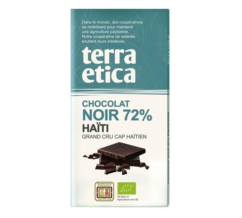 Tablette Chocolat Noir 72% Ha&iuml;ti Bio - 100 g - TERRA ETICA