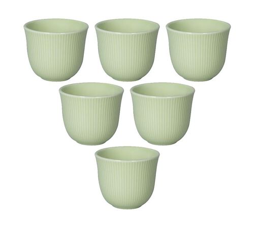 6 Tasses &agrave; caf&eacute; emboss&eacute; 150 ml vert- LOVERAMICS