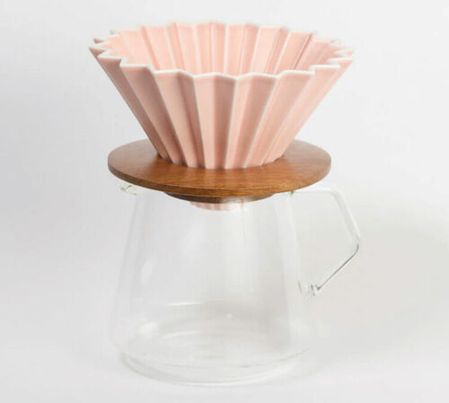 Origami Dripper M in Matte Pink + Wooden Holder image number 1