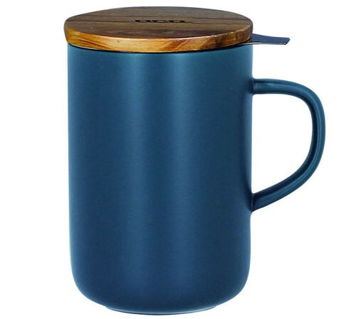 Tisani&egrave;re en gr&egrave;s 47.5 cl Bleu et couvercle en acacia - OGO