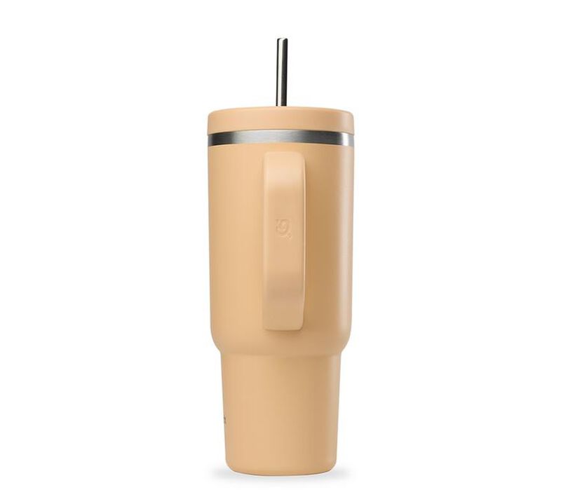 Qwetch - Thermobecher Aprikose mit Henkel und Strohhalm - 900 ml image number 2