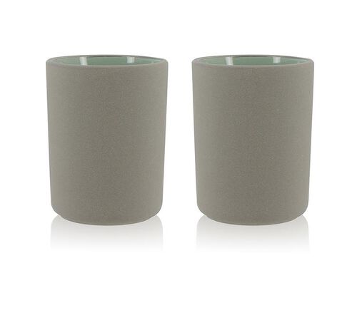 Mugs isothermes OGO Living en gr&egrave;s gris 20cl x2