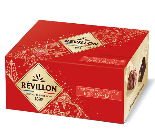 Ballotin No&euml;l - Assortiment chocolat noir 70% & lait - 160g - REVILLON