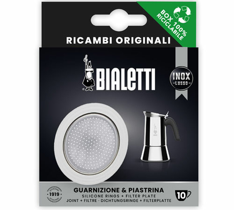 Set of 1 Bialetti seal + 1 filter 10cup stainless steel Elegance