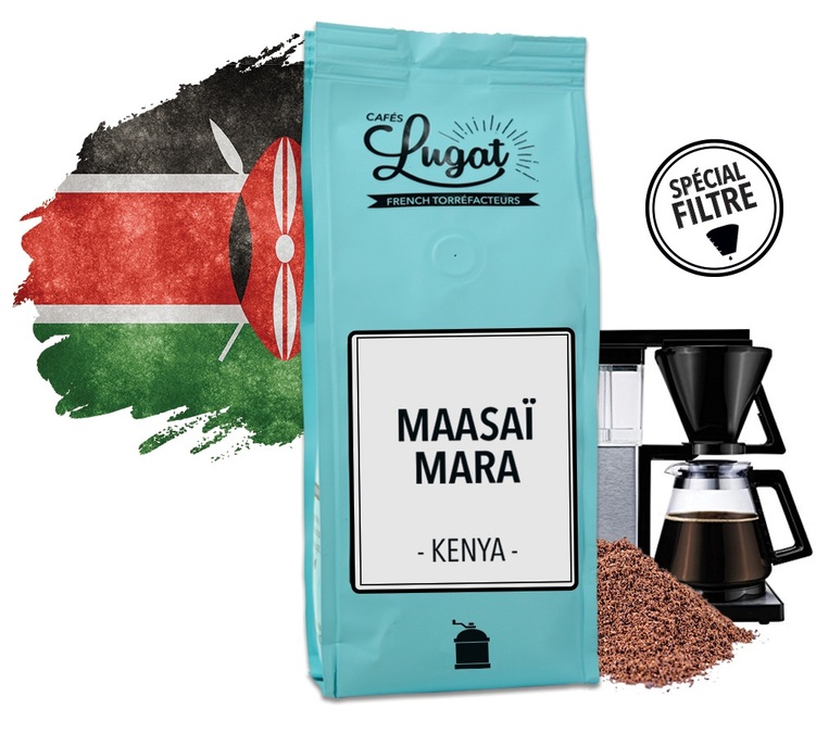 250g Kenyan ground coffee for filter coffee machines, by Cafés Lugat
