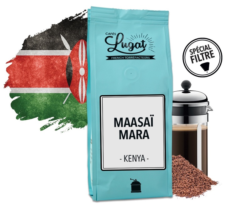 250g French press Kenyan ground coffee by Cafés Lugat