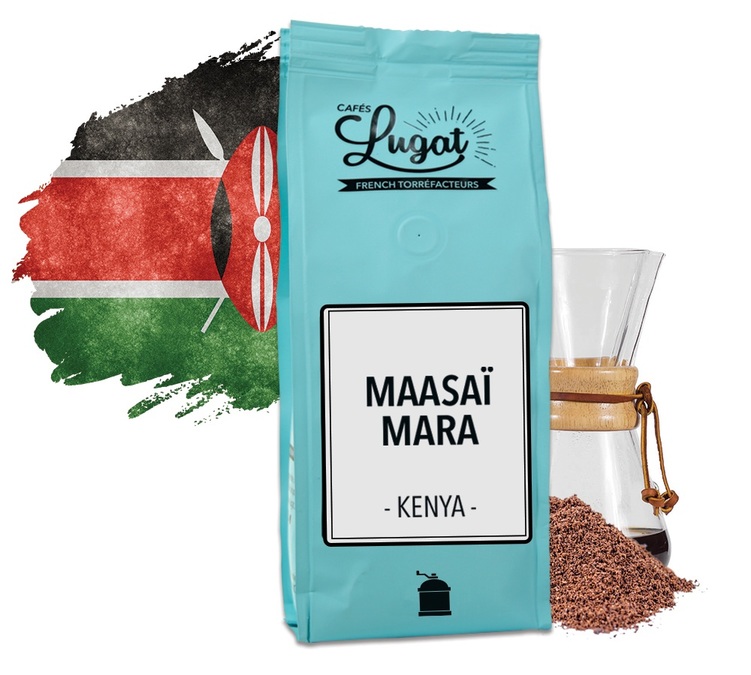 250g Kenyan ground coffee for Hario/Chemex coffee makers Cafés Lugat