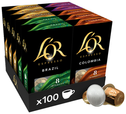 100 Nespresso* compatible capsules Original Assortment 4 varieties L'Or Espresso