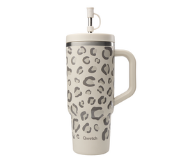 Qwetch Insulated Travel Water Bottle with Straw - Sand Leopard - 90 cl