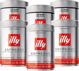 Illy Espresso Classico and Dark Roast Ground Coffee Pack - 6 x 250g