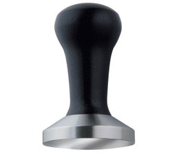 Motta Stainless Steel Tamper Black Wooden Handle - 58mm Flat Base
