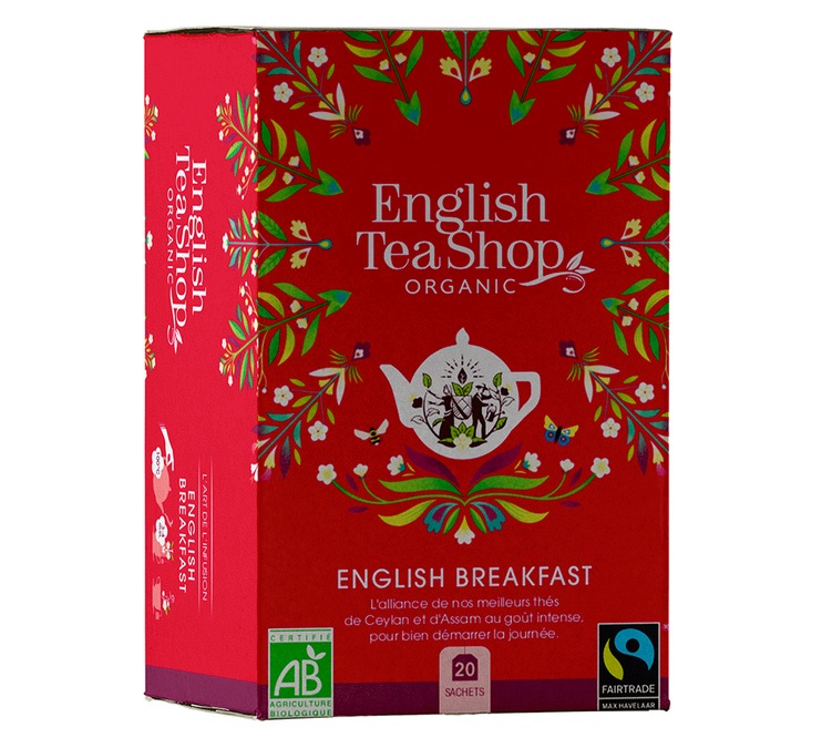 English Breakfast black tea 20 sachets of Organic English Tea Shop