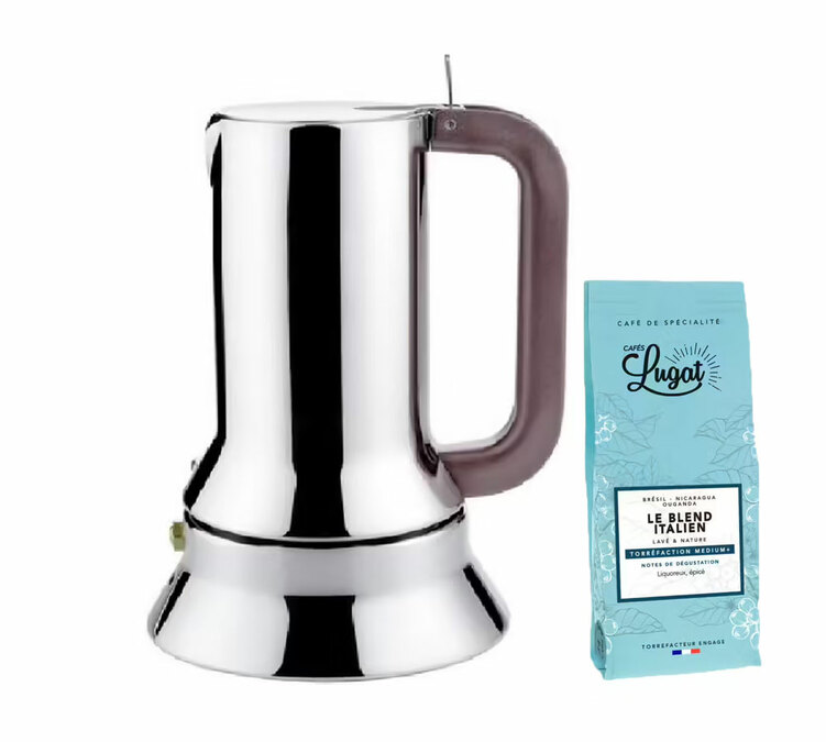 Alessi 9090 3cup Moka Pot for induction hobs + Free coffee