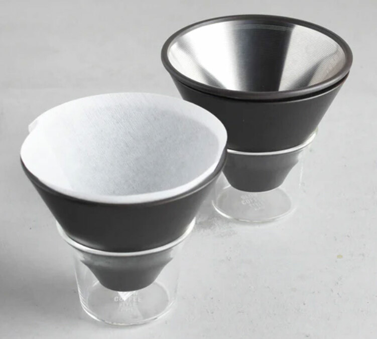 Kinto SCS04 4cup coffee dripper with carafe and stand.