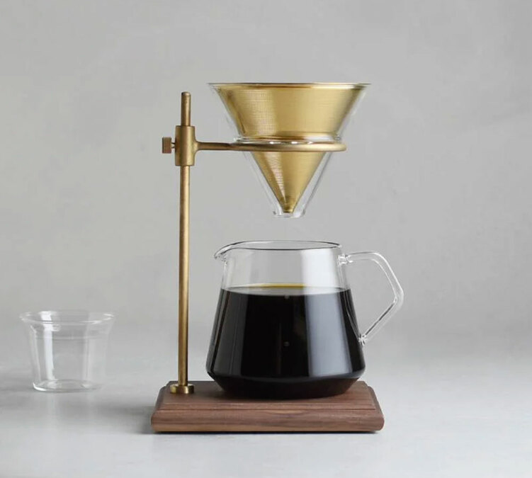 Kinto Slow Coffee Dripper + jug + wooden brewer stand