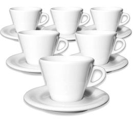 Ancap Set of 6 Porcelain Favorita Cappuccino Cups and Saucers - 19 cl