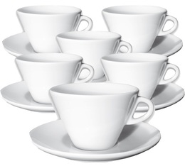 Ancap Set of 6 Porcelain Favorita Latte Art Cappuccino Cups and Saucers - 26cl