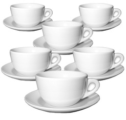 Ancap Set of 6 Porcelain Verona Caffe Latte Cups and Saucers - 36cl