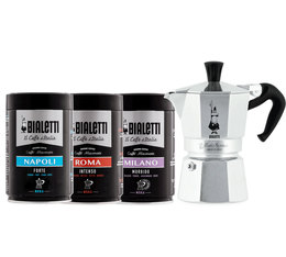Bialetti Moka Express (6 cups) + 3 packs of ground coffee