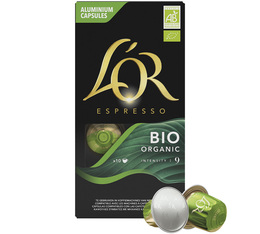 10 Nespresso* Original Compatible Capsules - Intense Organic Coffee - L'Or Espresso