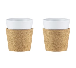 2 Bistro porcelain and cork cups 170ml - Bodum