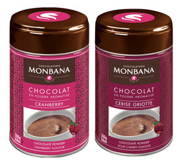 Monbana pack: 2 flavoured chocolate powders - Cranberry and Sour Cherry