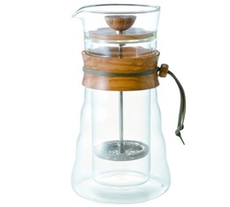 Hario double wall French Press with olive wood + 250g ground coffee offered
