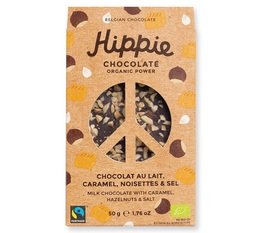 Hippie Chocolate Organic Milk Chocolate Bar Caramel Hazelnuts & Salt - 50g
