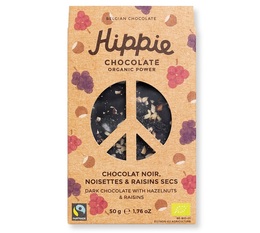 Hippie Chocolate Organic Dark Chocolate Bar with Hazelnuts & Raisins - 50g